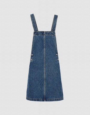 Peignoir Urban Revivo Denim Pinafore Femme Bleu | YFS827DJ