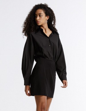 Peignoir Urban Revivo Gathered Taille Femme Noir | NIK2164MU