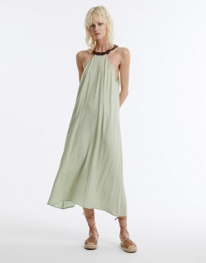 Peignoir Urban Revivo Halter Midi Femme Vert | NGU8699YO