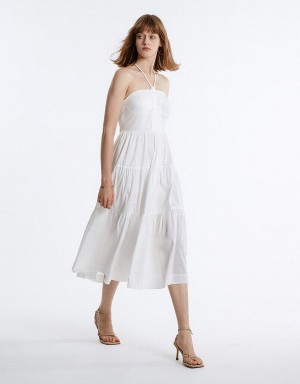 Peignoir Urban Revivo Halter Tiered Midi Femme Blanche | QRW9621LO