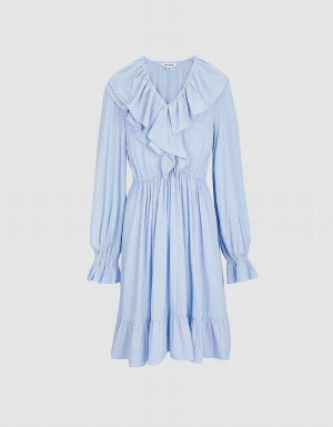 Peignoir Urban Revivo Ruffle Hem V Neck Femme Bleu | CQV8071UO