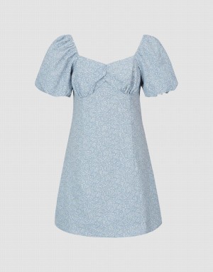 Peignoir Urban Revivo Square-Cut Collar A-Line Femme Bleu | RSW9751SU