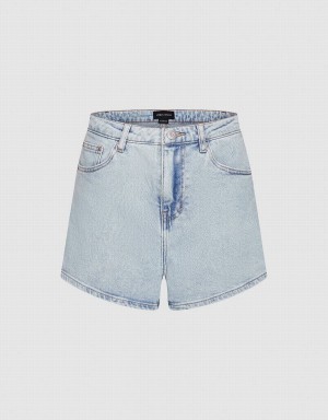 Short Urban Revivo Glamor Denim Femme Bleu | TPE4341OM