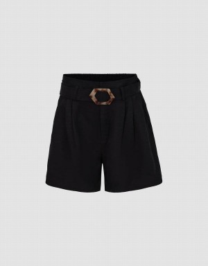 Short Urban Revivo Loose With Belt Femme Noir | KWF1590JZ