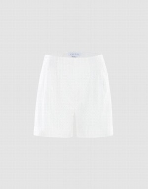 Short Urban Revivo Plain Eyelet Femme Blanche | UOS6072NH