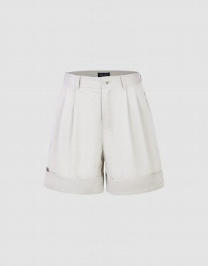 Short Urban Revivo Roll Up Hem Regular Femme Blanche | VIG2428NM