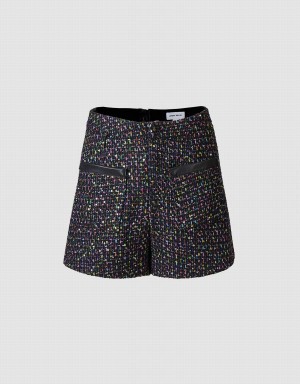 Short Urban Revivo Tweed Femme Noir Multicolore | RFS5470IL