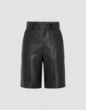 Short Urban Revivo Vegan Cuir Droit Femme Noir | LEC5724AA