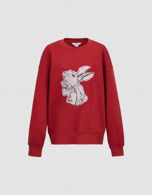 Sweats Urban Revivo Bunny Print Femme Rouge | STE6916YU