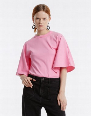 T Shirts Urban Revivo Batwing Sleeve Femme Rose | BLP4739HM