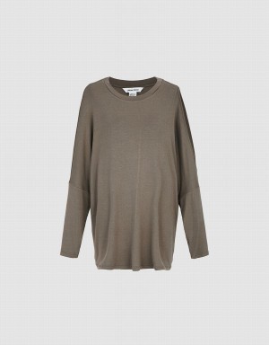 T Shirts Urban Revivo Boxy Long Sleeve Femme Bleu | GIZ139TK