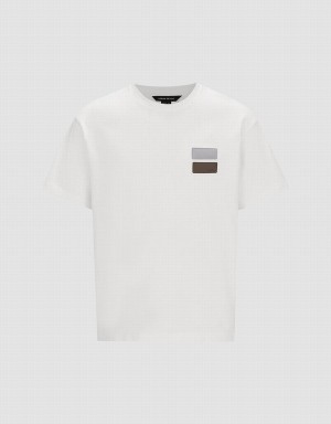 T Shirts Urban Revivo Corta Sleeve Droit Homme Blanche | SVK4020EH