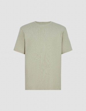 T Shirts Urban Revivo Crew Neck Droit Homme Vert | IJS4239AK