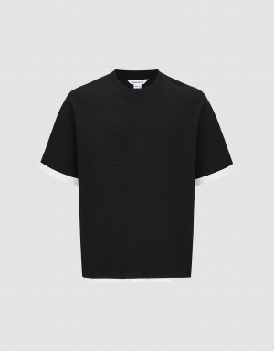 T Shirts Urban Revivo Crew Neck Droit Homme Noir | UMT9269WU