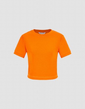 T Shirts Urban Revivo Crew Neck Mince Femme Orange | NOB8996AO