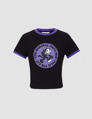 T Shirts Urban Revivo Felix The Cat Femme Noir | VCE9663QB