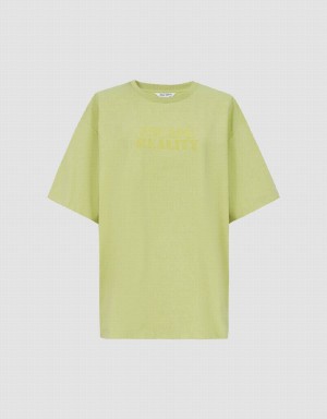 T Shirts Urban Revivo Letter Printed Crew Neck Loose Femme Vert | BMP8525ZF