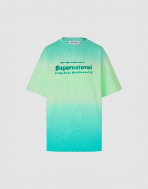 T Shirts Urban Revivo Letter Printed Gradient Femme Vert | PEH418NN