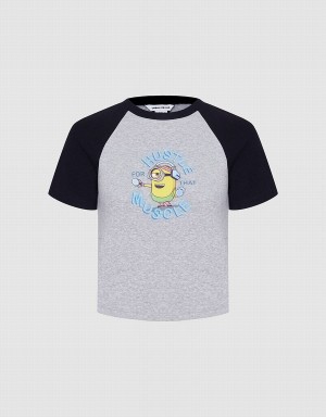 T Shirts Urban Revivo Minions Raglan Femme Grise | BYX3430QG