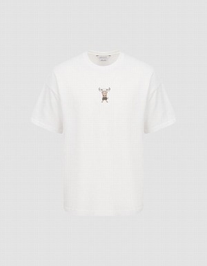 T Shirts Urban Revivo Vogue Homme Blanche | XHK1730TK