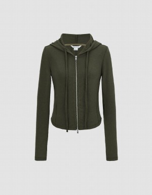 Veste À Capuche Urban Revivo Zippé Front Mince Femme Grise Foncé | XBJ3720GT