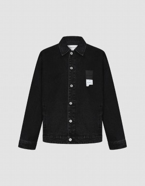 Vestes En Jean Urban Revivo Button Up Homme Noir | FLK7570YT