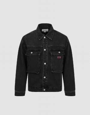 Vestes En Jean Urban Revivo Button Up Homme Noir | XEG911OP