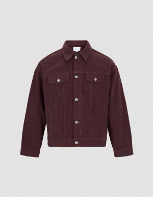 Vestes En Jean Urban Revivo Button Up Homme Rouge | PYE4145UN