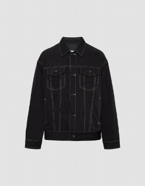 Vestes Urban Revivo Button Up Loose Homme Noir | CRU3288YN