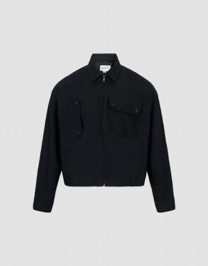 Vestes Urban Revivo Zippé Front Oversized Homme Noir | LYJ1740JP