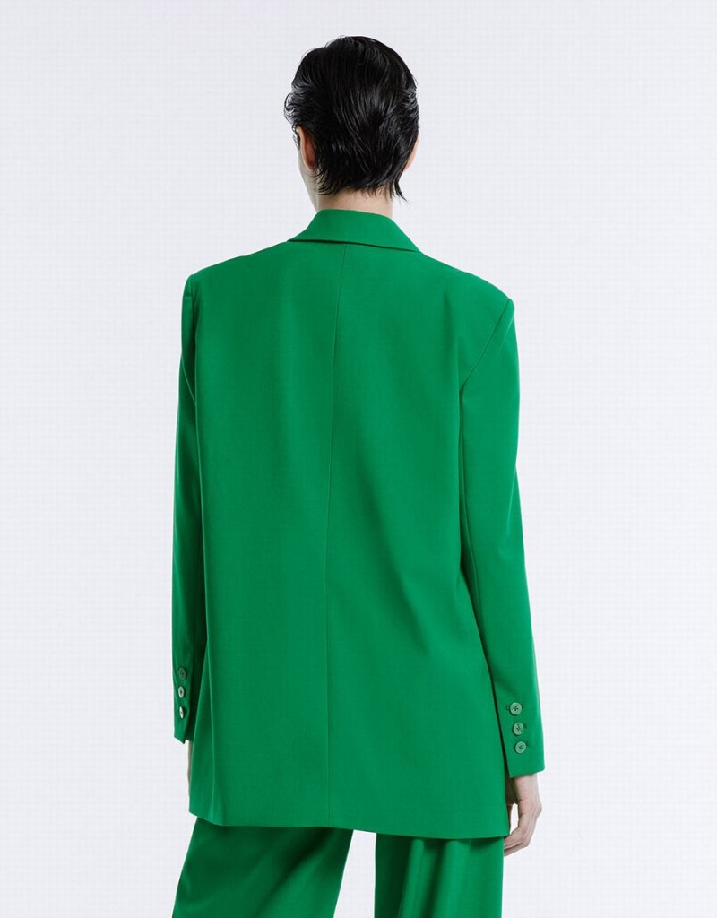 Blazer Urban Revivo Double Breasted Femme Vert | HDX7855TI