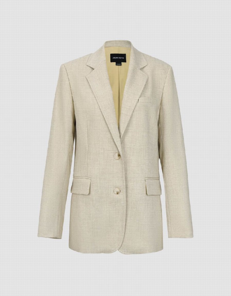 Blazer Urban Revivo Notch Lapel Tailored Femme Jaune | ZWK3742GJ