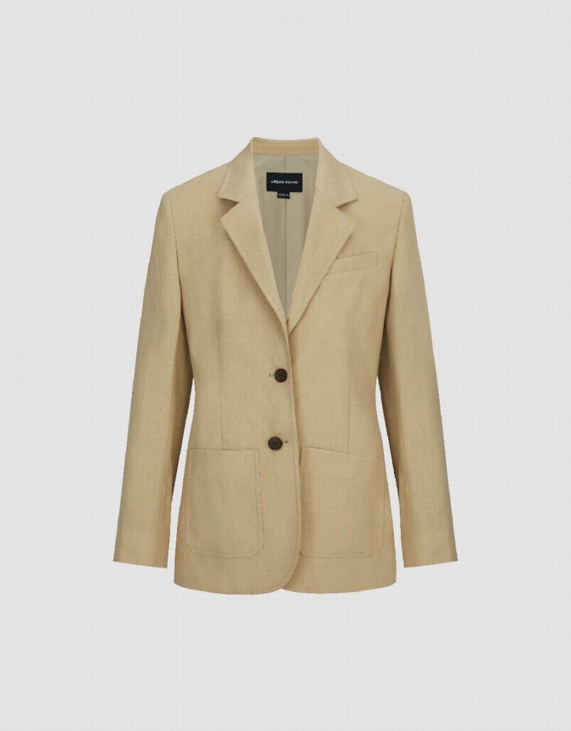 Blazer Urban Revivo Notch Lapel Tailored Femme Kaki | LER244LF