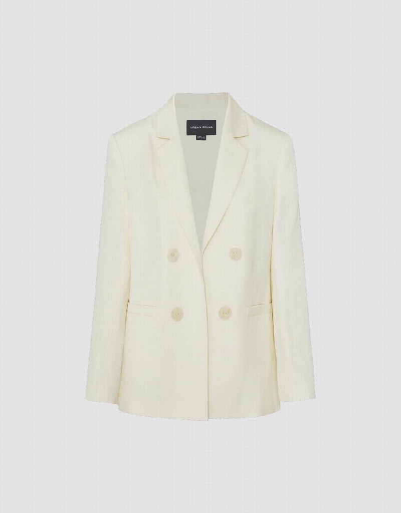 Blazer Urban Revivo Notch Lapel Tailored Femme Blanche | HMX10071NR