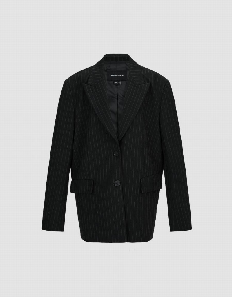 Blazer Urban Revivo Peak Lapel Tailored Femme Noir | QWB9522ZI