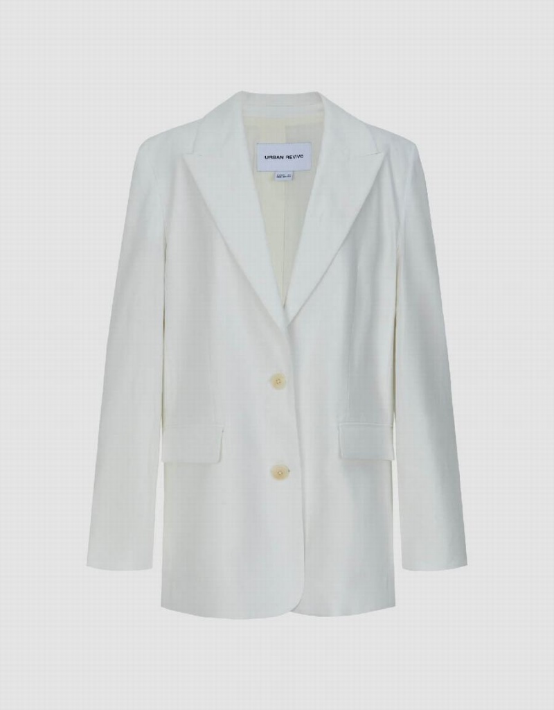 Blazer Urban Revivo Peak Lapel Tailored Femme Blanche | UCG5799JL