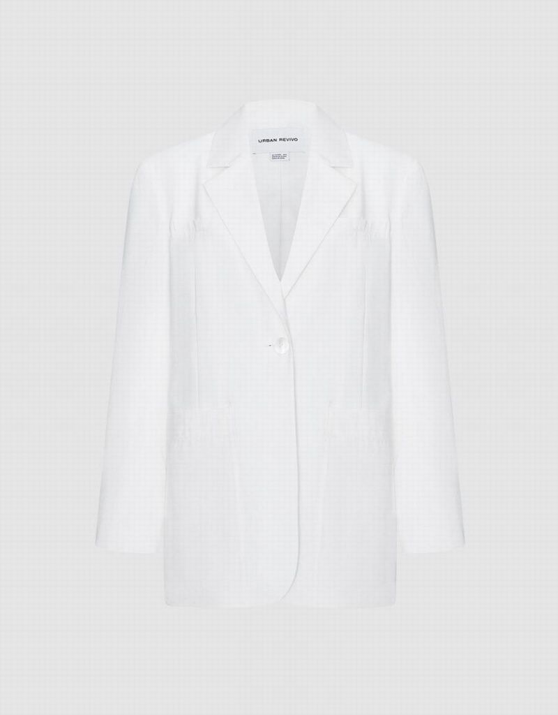 Blazer Urban Revivo Plain Single Breasted Femme Blanche | FQT1311FN