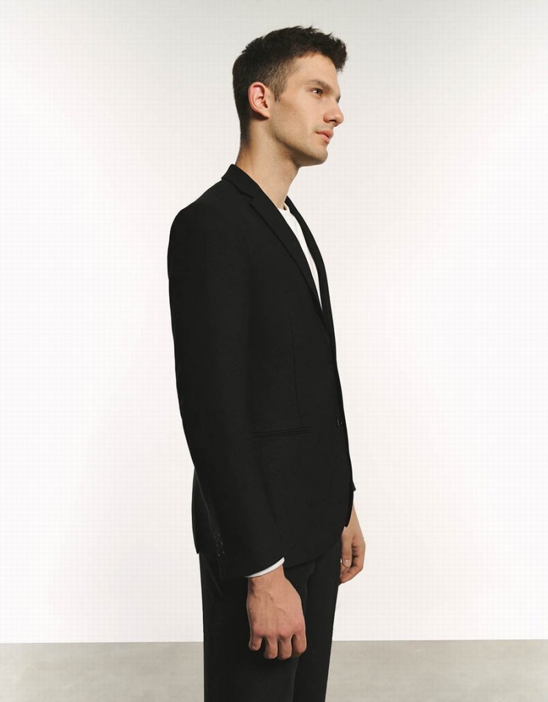 Blazer Urban Revivo Tailored Notch Lapel Homme Noir | HKB982HP