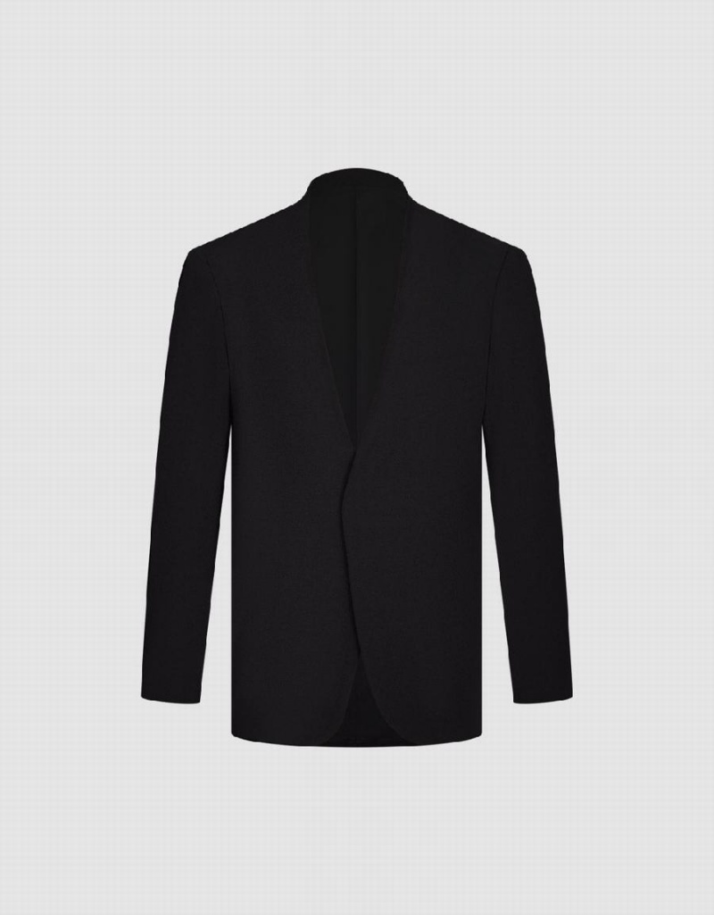 Blazer Urban Revivo V-Neck Droit Homme Noir | JBE10026PW