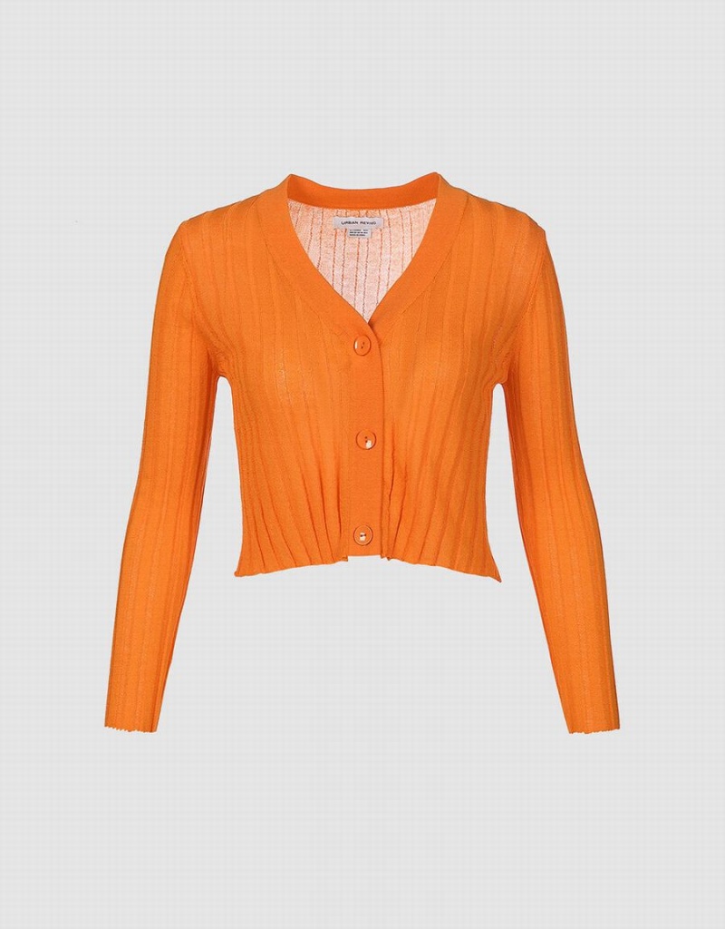 Cardigan Urban Revivo Button Up Fitted Femme Orange | LLD9210FJ