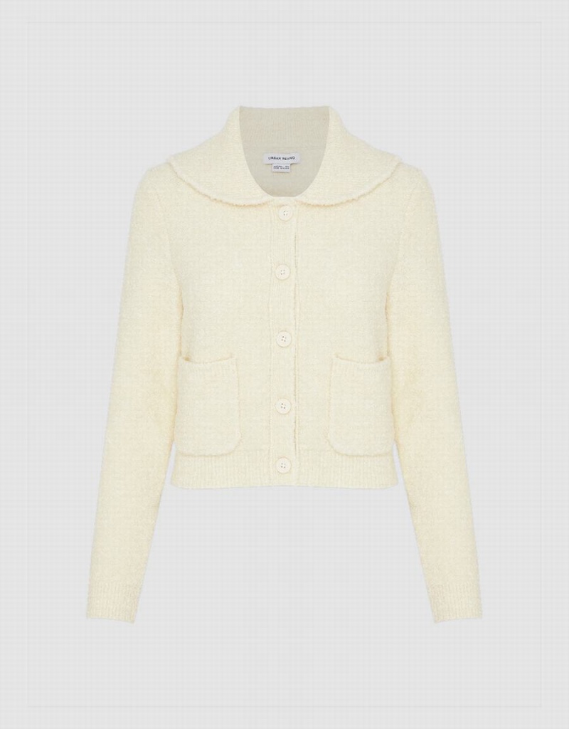 Cardigan Urban Revivo Button Up Tricoté Femme Blanche | QLY10088KB