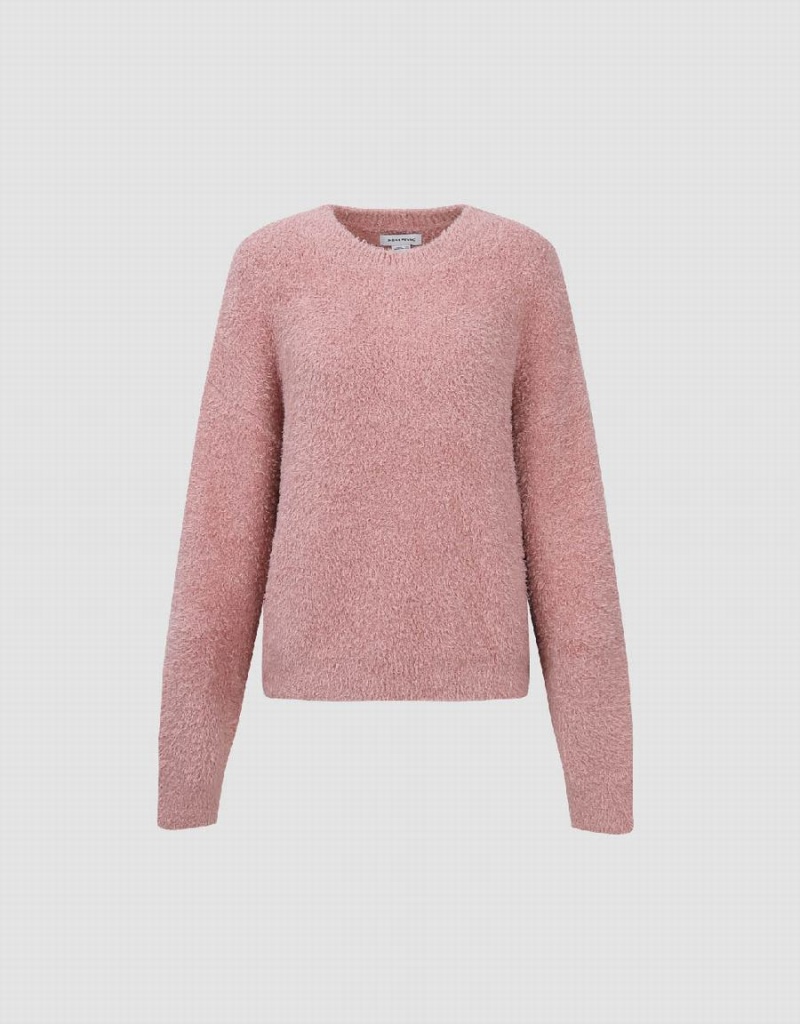 Cardigan Urban Revivo Crew Neck Tricoté Femme Rose | MEE4976MV