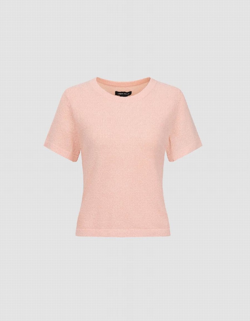 Cardigan Urban Revivo Crew Neck Tricoté Femme Rose | EUG170VT