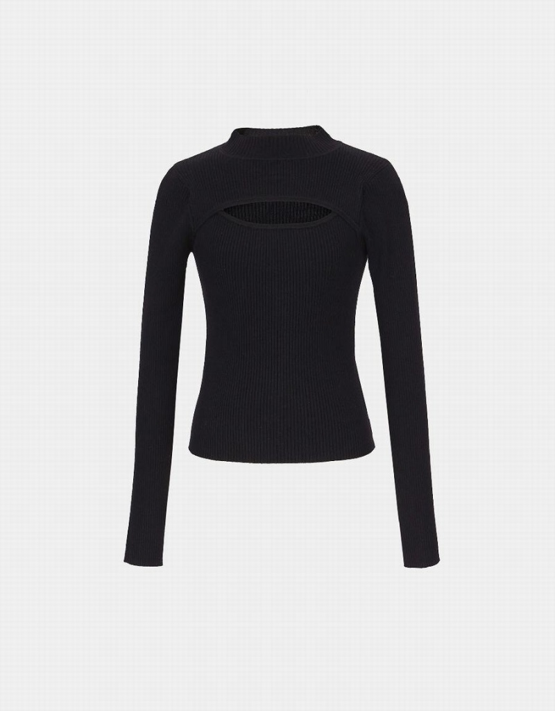 Cardigan Urban Revivo Cut-Out Tricoté Femme Noir | YNK9045KF