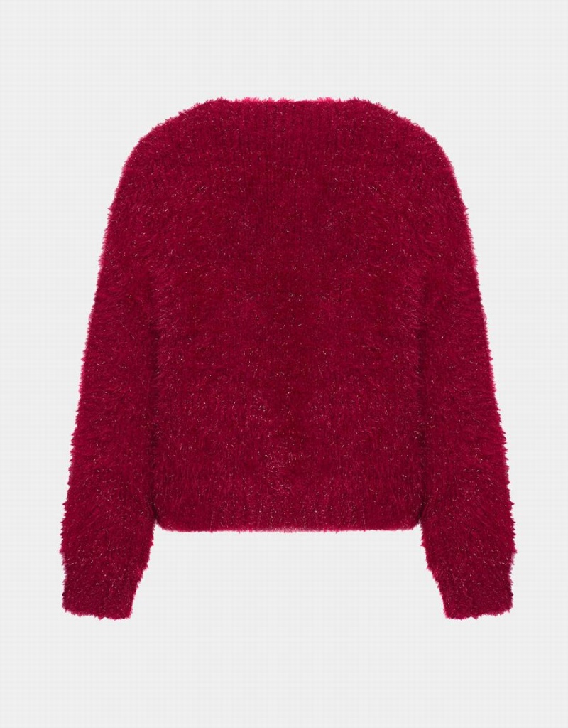 Cardigan Urban Revivo Heart Button Fluffy Femme Rouge | BGM972DO