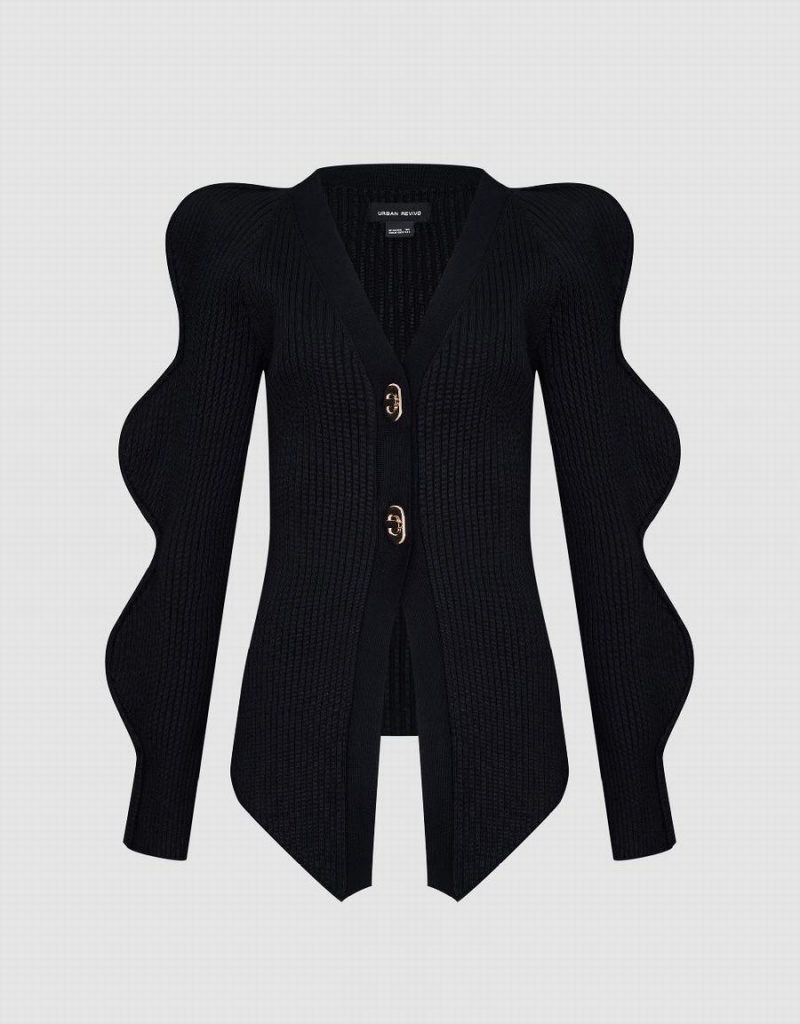 Cardigan Urban Revivo Mince V-Neck Tricoté Femme Noir | NEV4857HL