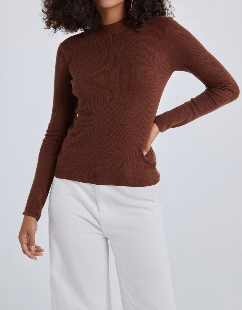 Cardigan Urban Revivo Minimalistic Solid Tricoté Top Femme Marron Foncé | GND5132VB