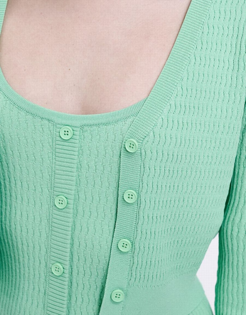 Cardigan Urban Revivo Plain Button Up Femme Vert | QRK3585UH