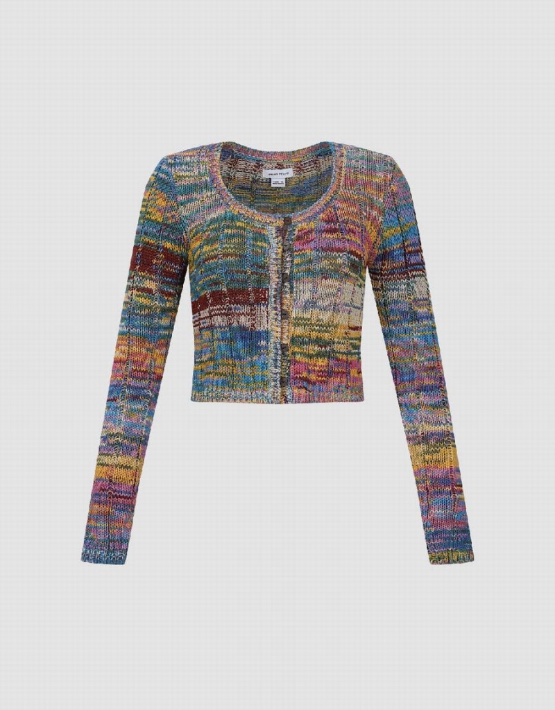 Cardigan Urban Revivo Rayé Mince Tricoté Femme Multicolore | ZMY7053SR