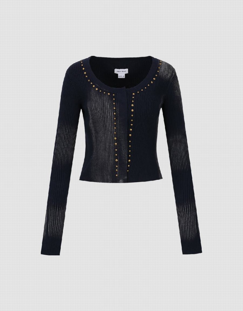 Cardigan Urban Revivo Studded Decor Tricoté Femme Bleu | OOR470ZC